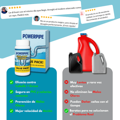 DrenaFácil®/ Polvo Limpiador de Drenaje - Despeja cañerías rápido y sin esfuerzo